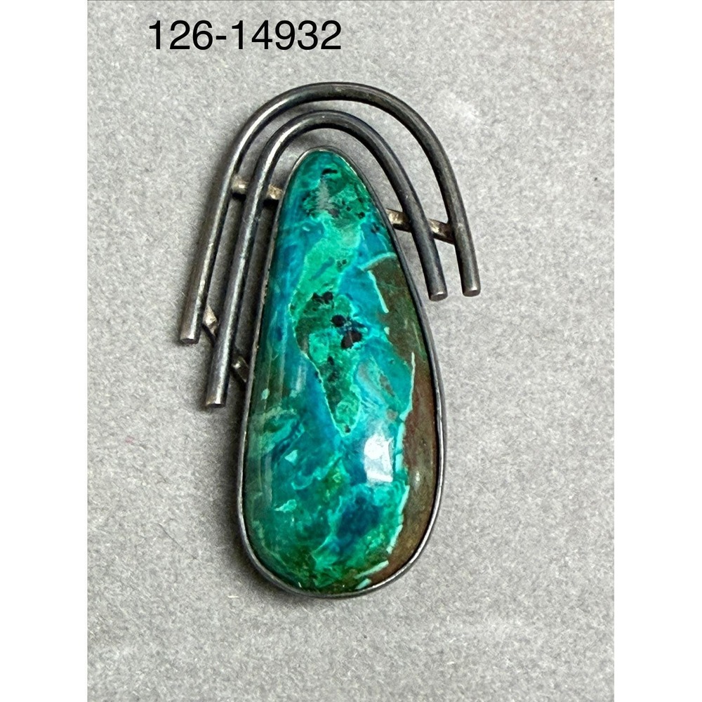Sterling Silver Modernist Eliat Gemstone Brooch Pin/ Pendant 925 Israel